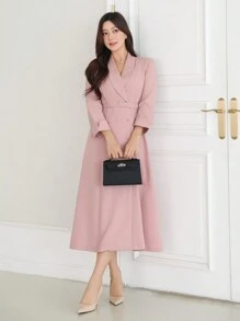 DAZY 春季新款浪漫束腰背心裙，优雅女士连衣裙 - 粉色 - 查看 3