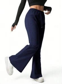 SHEIN Sparklyn Teen Girl Casual Fashion Drawstring Waist Fitted Flared Sweatpants