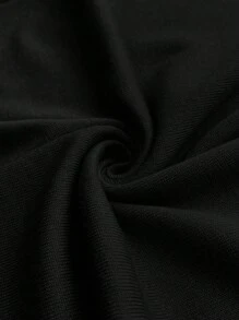 SHEIN LUNE 加大码女式针织短袖毛衣，圆领，加大码，修身 - 黑色 - 查看 5