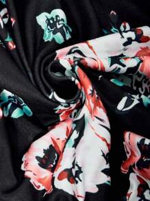 Young Girls Fashion Long Sleeve Floral Print Waist-Cinched Maxi Dress, Beach Dress - Multicolor - View 5