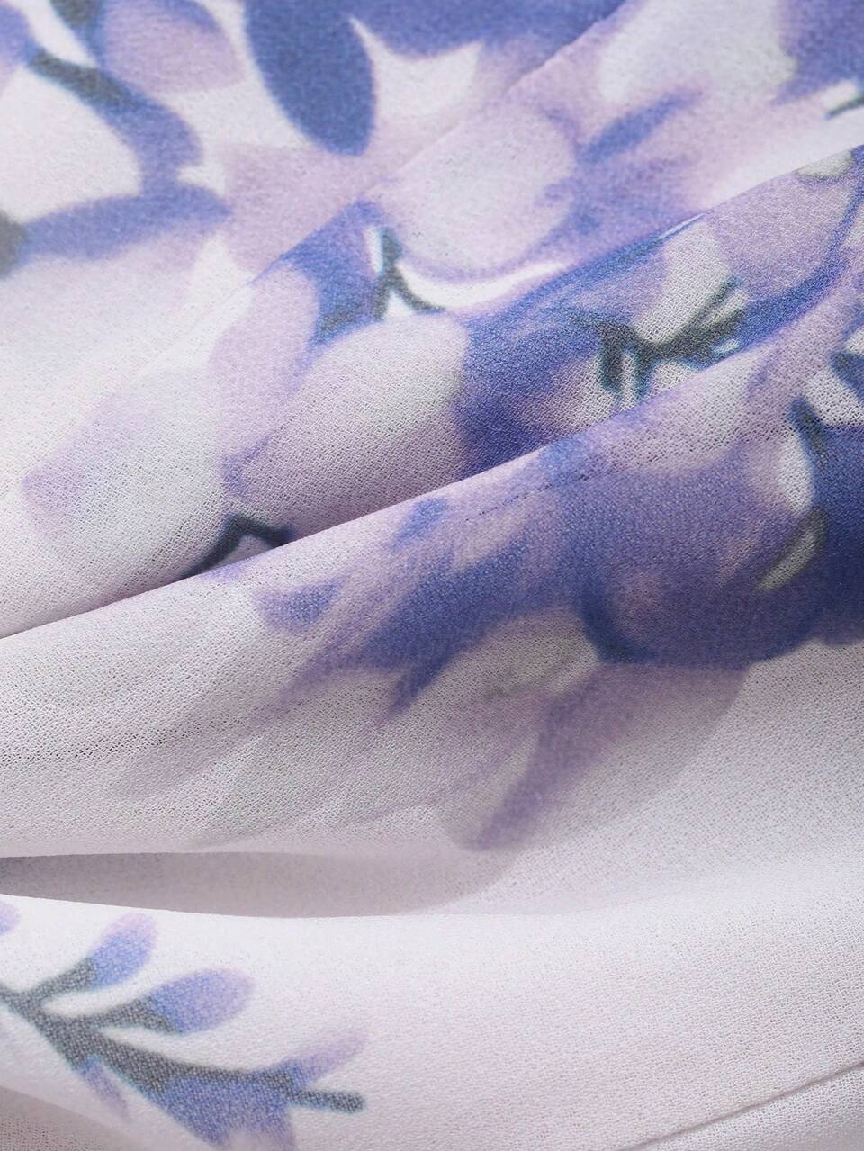Asymmetric Floral Print Lantern Sleeve Fish Tail Ruffle Hem Midi Dress For Women Sundress Easter