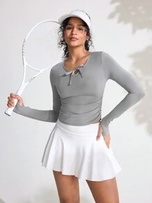 SHEIN Sports XH046 运动瑜伽透气修身跑步户外T恤 - 深灰色 - 查看 1