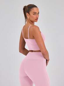 Musera Sport 性感吊带露脐运动背心（仅限上衣），适合板式网球、网球、匹克球等运动，冬季健身房穿着。 - 粉色 - 查看 2