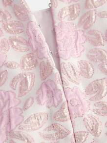 SHEIN Top con struttura a corsetto, scollo a spalle scoperte, volant sul fondo, in tessuto jacquard, elegante per ragazze, adatto per primavera/estate