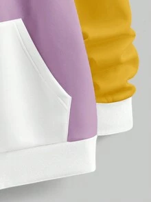 Manfinity Hypemode 男士撞色拉链连帽运动衫，休闲，秋冬 - 粉色 - 查看 4