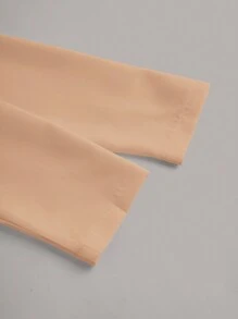 Slaydiva 秋季新款休闲优雅年轻翻领西装式百褶裙长袖纽扣小短裙白色女装小裙子 - 卡其色 - 查看 4