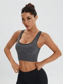SHEIN Sport Studio Canotte sportive da donna di colore tinta unita, stile minimalista, moda casual, per uso quotidiano