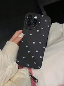 Maryam Alam 1 pieza Funda de teléfono con diseño de corazón azul mate y elegante, compatible con iPhone11/12/13/14/15/16promax, S24/S23/A06/A16, adecuada para mujeres, regalo del Día de San Valentín