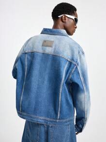 NEON BLANC Men's Street Fashion Speckled Denim Long Sleeve Jacket