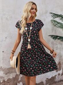 EMERY ROSE 女士圆领短袖花卉印花休闲短裙 - 彩色 - 查看 5