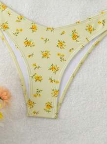 Swim Mod 2 Pieces Set, Summer Beach Women Ditsy Floral Random Underwire Adjustable Spaghetti Strap High Cut Bikini Set - Multicolor - View 6