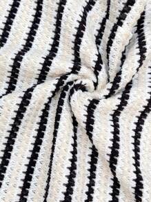 Boho Mama 孕妇度假休闲条纹提花吊带连体衣 - 黑與白 - 查看 7