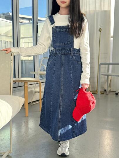 Dazy Kids 春夏 Tween Girl 牛仔背带裙