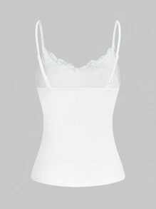 SHEIN Essnce 女性頂部包裝花邊吊帶3入組/套夏季休閒蕾絲緊身拼接背心，內置胸罩頂部，適用於假期 - 彩色 - 查看 8