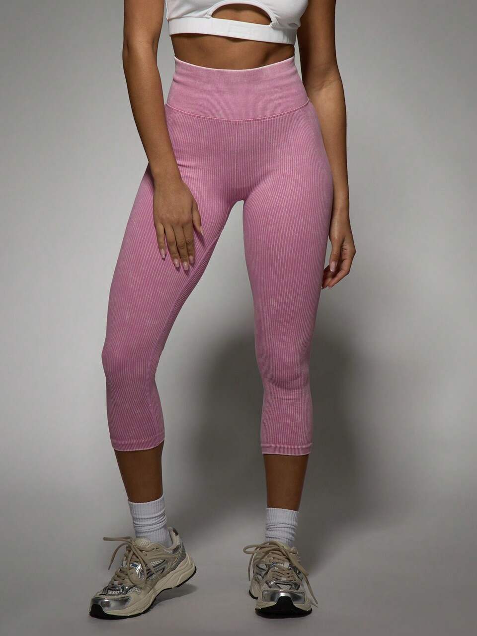 MISSGUIDED Printed Logo Ribbed Sports Capri Leggings