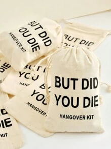 SHEIN 2/6/12 chiếc 10*15cm Túi quà tặng giải rượu đơn giản có dây rút đựng dụng cụ, thích hợp làm quà tặng cô dâu, khách dự tiệc giải rượu, phù dâu, đồ dùng tiệc độc thân, túi đựng đồ - Nhiều màu - Xem 5