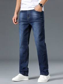 Manfinity Homme Jeans en denim minimaliste avec poche grande taille pour homme, porter casual au quotidien
