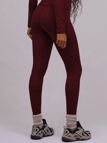 Musera Sport High Waist Seamless Fitted Active-Wear Leggings Workout Yoga Running Gym Fitness Pilates Daily Casual - Burgundy - View 4