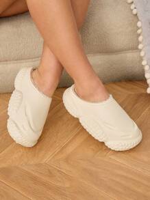 CUCCOO Quty Women's Solid Color Thermal Lined Warm Slippers For Autumn And Winter