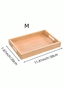 1 件各种尺寸的竹木拼盘，适用于木制功夫茶具的矩形茶盘，杯盘，日式木制面包盘，餐盘，厨房，圣诞礼物 - 米色 - 查看 4