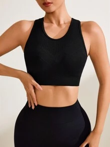 Easithlete Sujetador deportivo para mujer - Diseño hueco con soporte de alto impacto - Negro - Ver 5