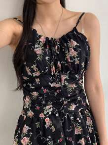 DAZY Asymmetrical Ditsy Floral Slip Dress For Women, Style Party Women,Mini Dress Homecoming Dresses Prom Dress