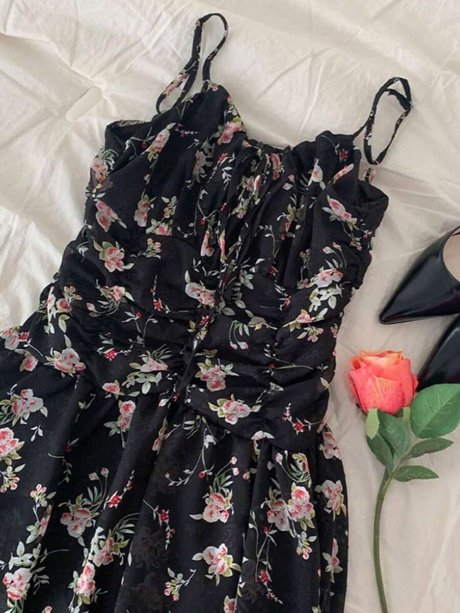 DAZY Asymmetrical Ditsy Floral Slip Dress For Women, Style Party Women,Mini Dress Homecoming Dresses Prom Dress