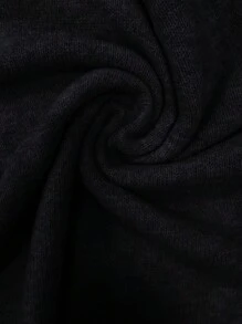 EMERY ROSE 1件女士斜襟纽扣纯色休闲长袖毛衣，秋冬针织套头衫 - 黑色 - 查看 7