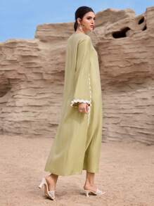 Al Najma Women's Floral Print Long Sleeve Arabian Dress, Kaftan & Jalabiya,Modest - Yellow - View 7