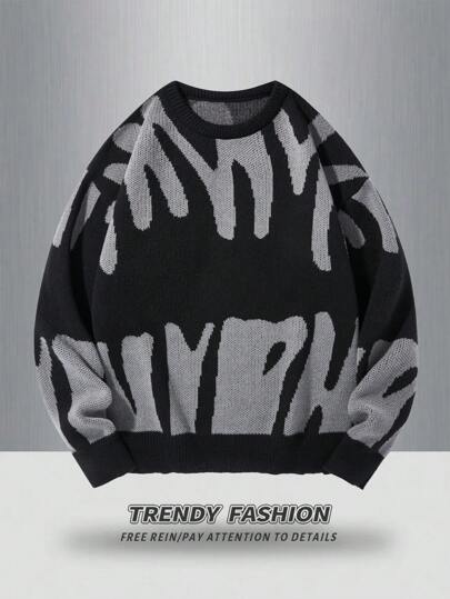 Manfinity EZcore Men's Casual Daily Wear Simple Fashion Sweater, For Fall Winter, Long Sleeve Top