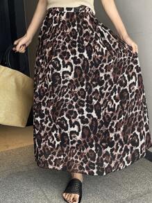 DAZY Women's Chiffon Leopard Print Sexy Skirt, Spring/Summer Cheetah Print - Brown - View 6