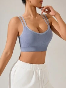 Easithlete Sujetador deportivo casual de mujer con espalda cruzada de unicolor