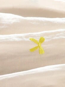 SHEIN 2 Stücke/Set Baby Mädchen Frühling & Sommer Lässig Stil Schleife Stickerei ärmelloses Top & kurze Hose