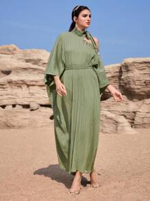 Al Najma 女士简约风格休闲日常阿拉伯连衣裙 - 綠色 - 查看 4