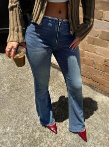 Forever 21 Quần Jeans Denim Ôm Vừa Phong Cách Cổ Điển Thời Trang Thu/Đông Mới Cho Nữ - Màu xanh lam - Xem 6