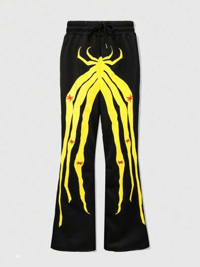 Street Life Pantaloni casual da uomo con stampa a ragno a strati e vita con coulisse, adatti per Ognissanti