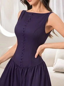 Modelyn Vestido elegante de unicolor sin mangas para mujeres