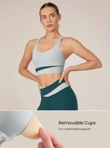 GLOWMODE FeatherFit™-Sculpt Two-Tone Sports Bra Medium Impact Workout Daily Gym