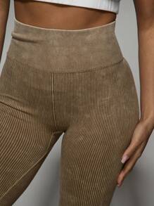 MISSGUIDED Ribbed Knit Capri Leggings High Waisted Compression Athletic Yoga Pants Seamless Workout Bottoms Ultra Stretch Running Exercise Fitness Activewear