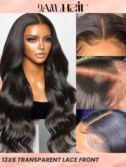 Body Wave 13 X 6 spets frontperuker Människohår peruker spets frontal stängning peruker med babyhår öra till öra Förplockade naturliga hårfäste peruk naturlig svart färg