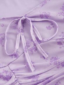 SHEIN MOD Women's Casual Floral Print Flare Sleeve Vintage T-Shirt,Winter,Renaissance,Long Sleeve Women Tops,Hippie Women,Christmas Women,Holiday Top,Vintage