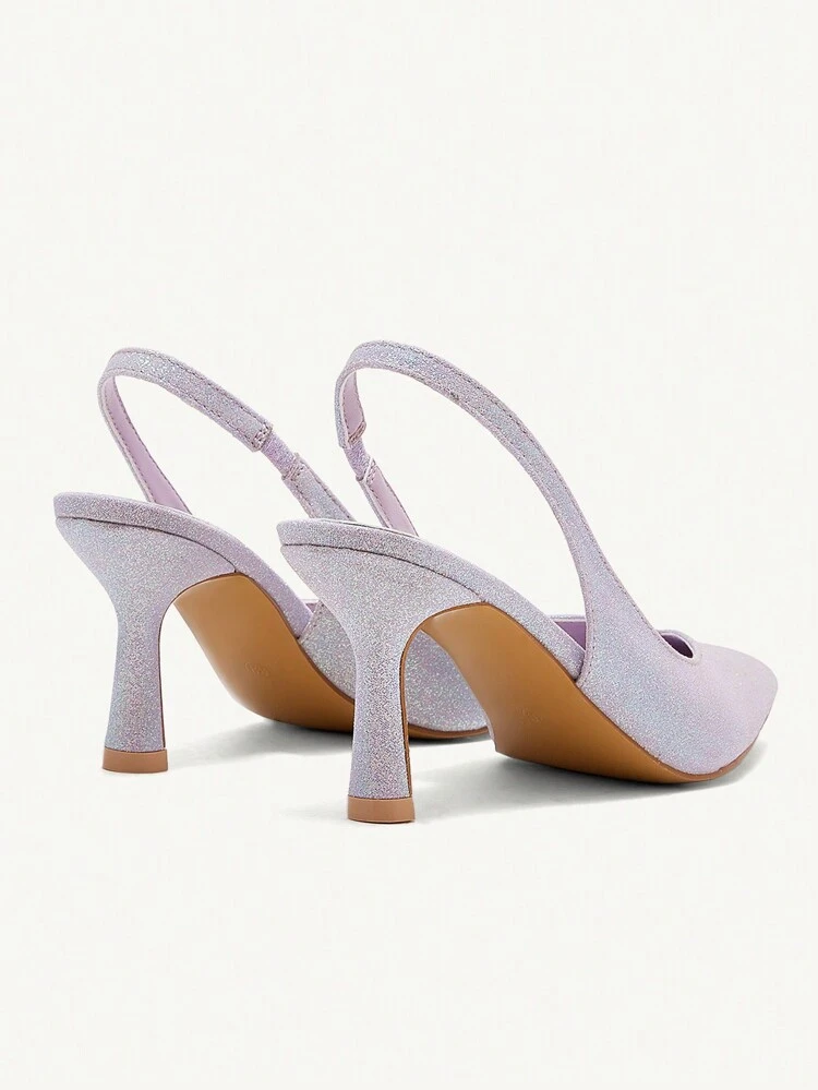 CUCCOO CHICEST Women's Pointed Toe Mid Heel Pumps, New Shiny Glitter Upper Elegant Commuting Luxury Sparkling Sequin Delicate Sweet Lady Lavender Formal Party Date Romantic High Heels Shoes Valentine's Day