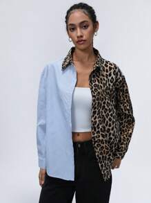 Aveloria Affinna Koszula damska z długim rękawem i kołnierzykiem w paski w losowym kolorze panterki, wiosenna - Wielokolorowe - Zobacz 2