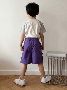 DAZY 年轻男孩字母印花宽松实用口袋休闲短裤