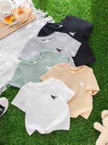 Baby Jungen süßes T-Shirt mit Dinosaurier Muster, Rundhalsausschnitt, Kurzarm, im Mehrfachpack - Verschiedenfarbig - Übersicht 6