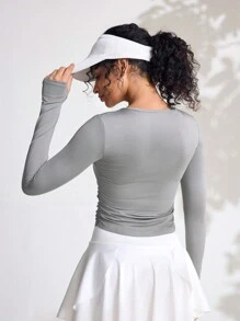 SHEIN Sports XH046 运动瑜伽透气修身跑步户外T恤 - 深灰色 - 查看 2