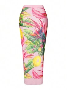 Swim Oasis Summer Beach Plus Size Tropical Printed One-Piece Swimsuit With 2pcs Cover Up Set