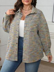 Flirla 大码女式多色针织休闲夹克，适合秋冬季