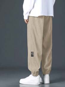 Manfinity Hypemode Men Loose Letter Print Drawstring Waist Ankle Tied Pants
