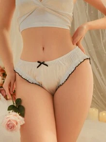 Cute Ruffled Bunny Ear Women Hipster Panties - Black and White - View 4